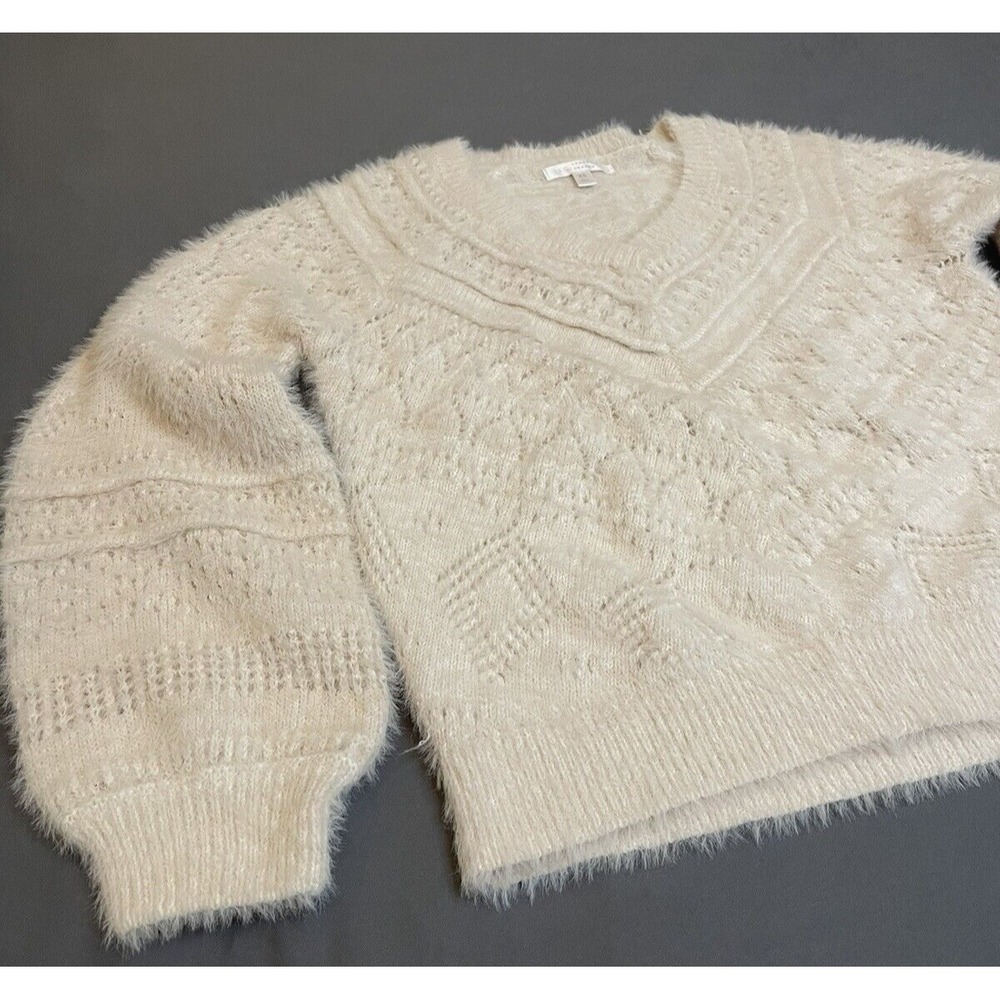 LC Lauren Conrad Sweater Women's XS Fuzzy Soft Long Sleeve in Light Pink - Picture 4 of 13
